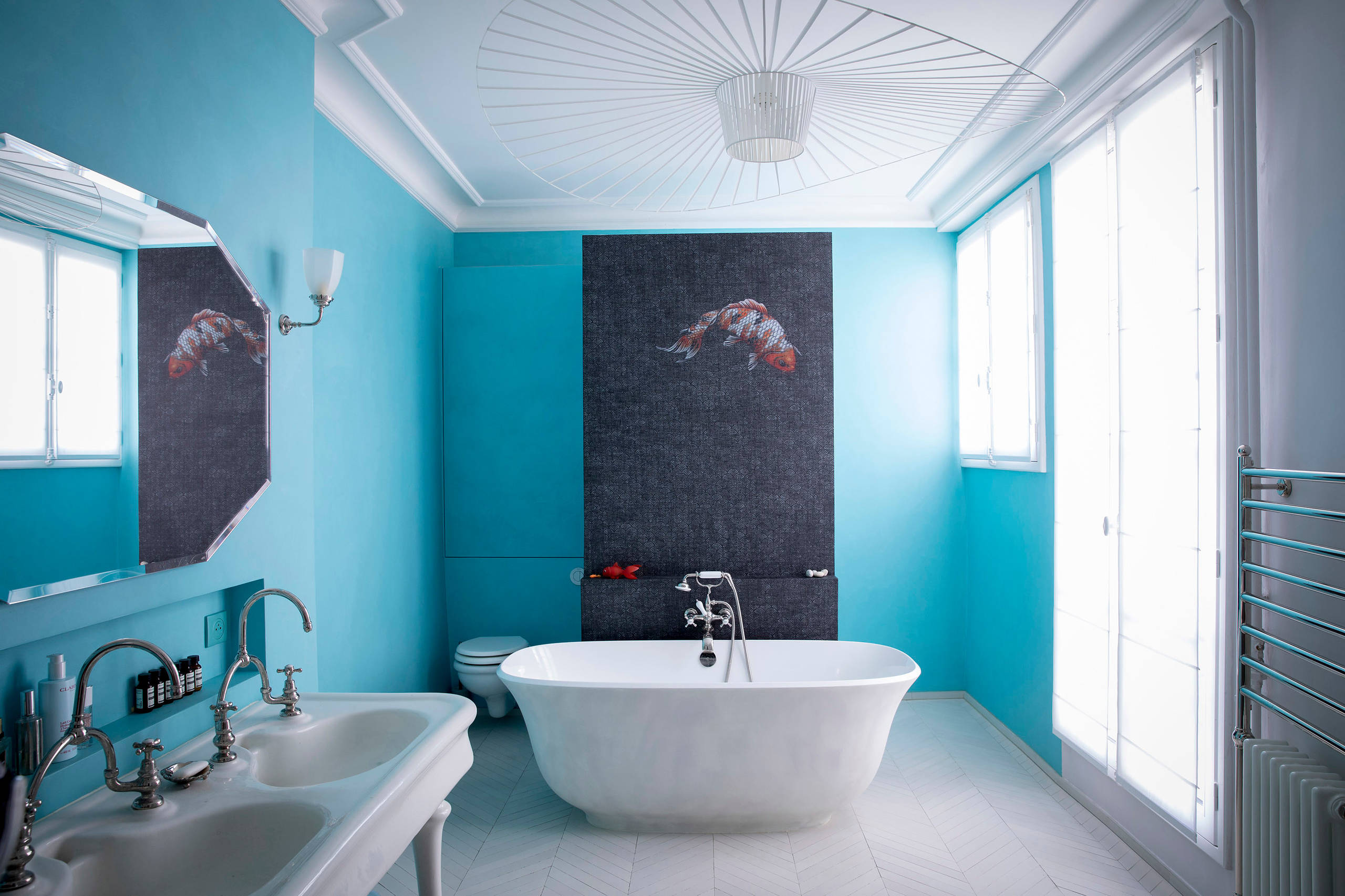75 photos et idées déco de salles de bain avec un mur bleu - Janvier 2022 |  Houzz FR