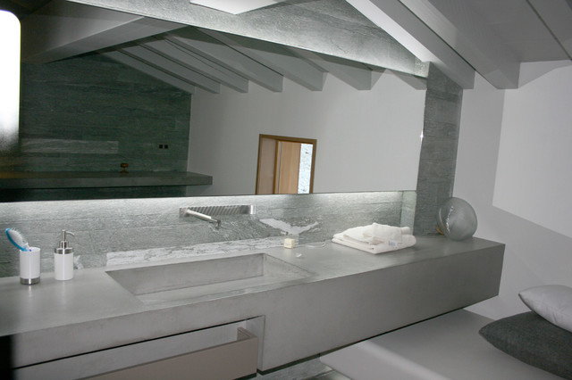 Plan vasque en béton ciré taloché - Contemporary - Bathroom - Grenoble - by  3DCO | Houzz