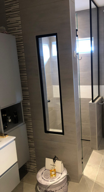 Rénovation complète d'une salle de bains de 8M2 avec WC. - Contemporain -  Salle de Bain - Nice - par Elixir cuisines, bains et dressings | Houzz