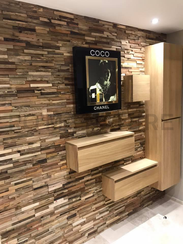 Example of a mid-sized urban 3/4 beige tile and travertine tile travertine floor and beige floor bathroom design with beige walls and a vessel sink