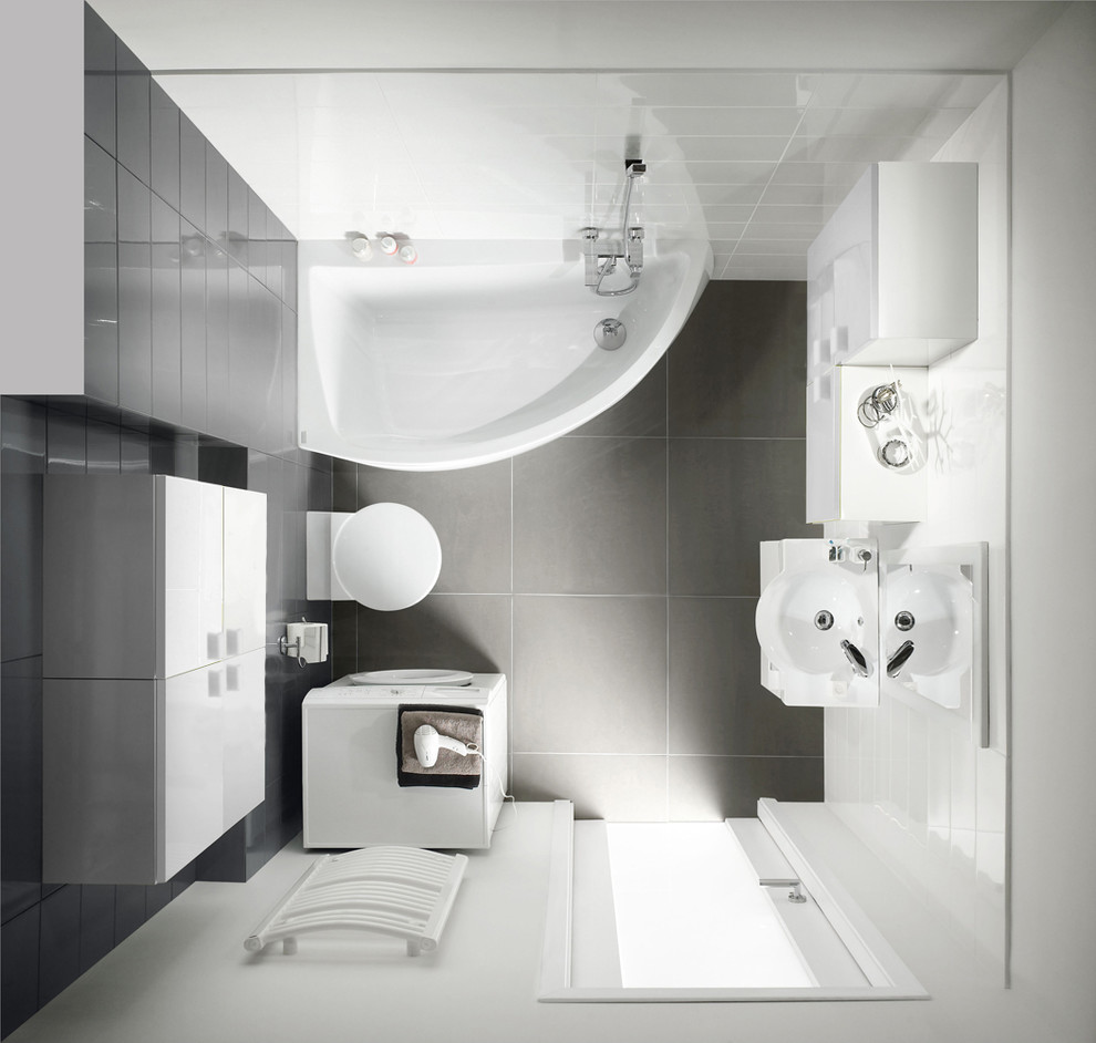 Example of a minimalist bathroom design in Lille