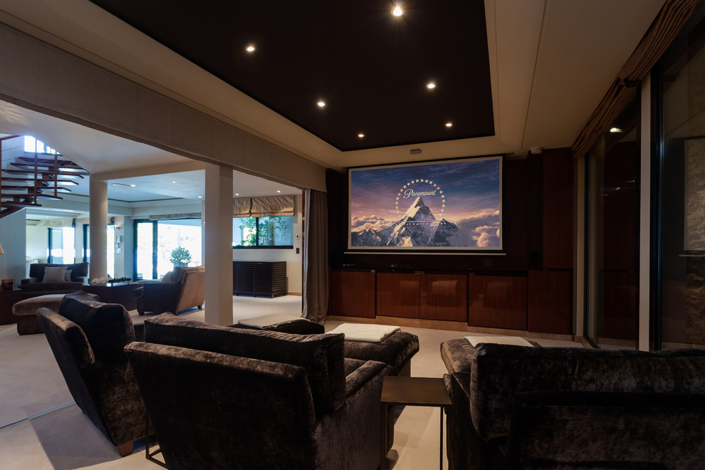 This is an example of a contemporary home cinema in Nice.