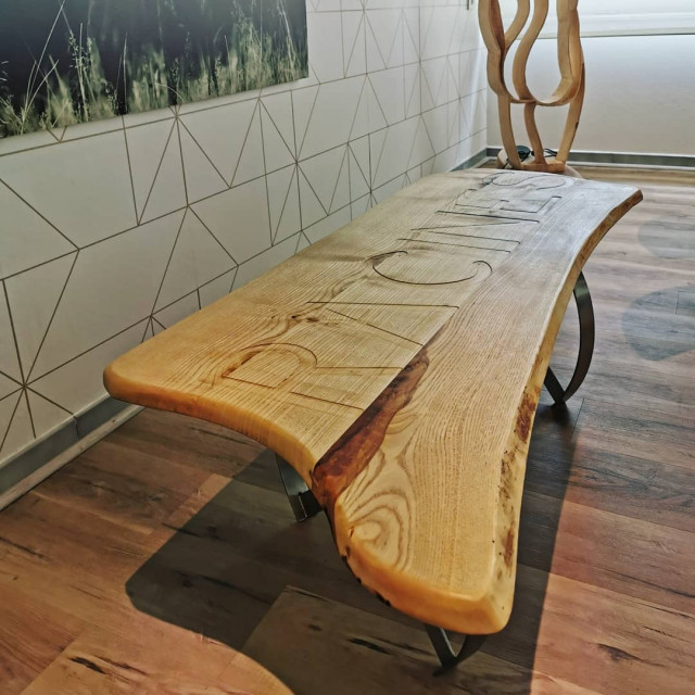 Table basse Inox/Bois massif - Rustic - Family Room - Lyon - by  Step'mobilier | Houzz