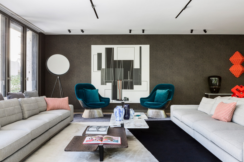 Example of a trendy living room design in Madrid