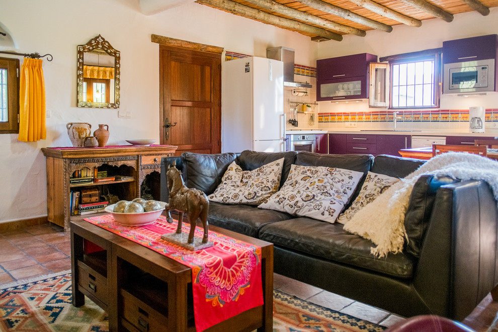 Living room - mid-sized eclectic formal and open concept living room idea in Malaga with no fireplace