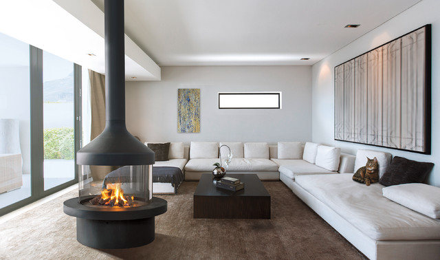 CHEMINÉE CENTRALE / CENTRAL FIREPLACE - Contemporary - Living Room -  Montpellier - by User | Houzz
