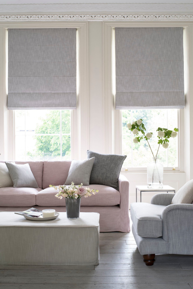 Example of a transitional living room design in Other