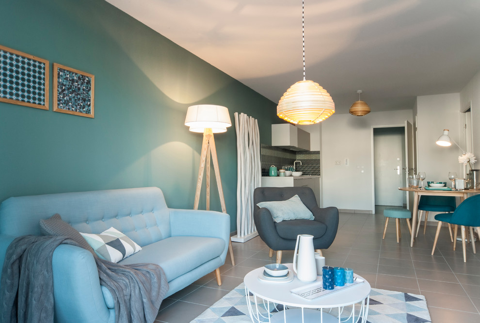 Design ideas for a scandinavian living room in Montpellier.
