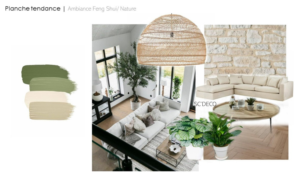 Idéer för ett vardagsrum, med beige väggar, bambugolv och brunt golv