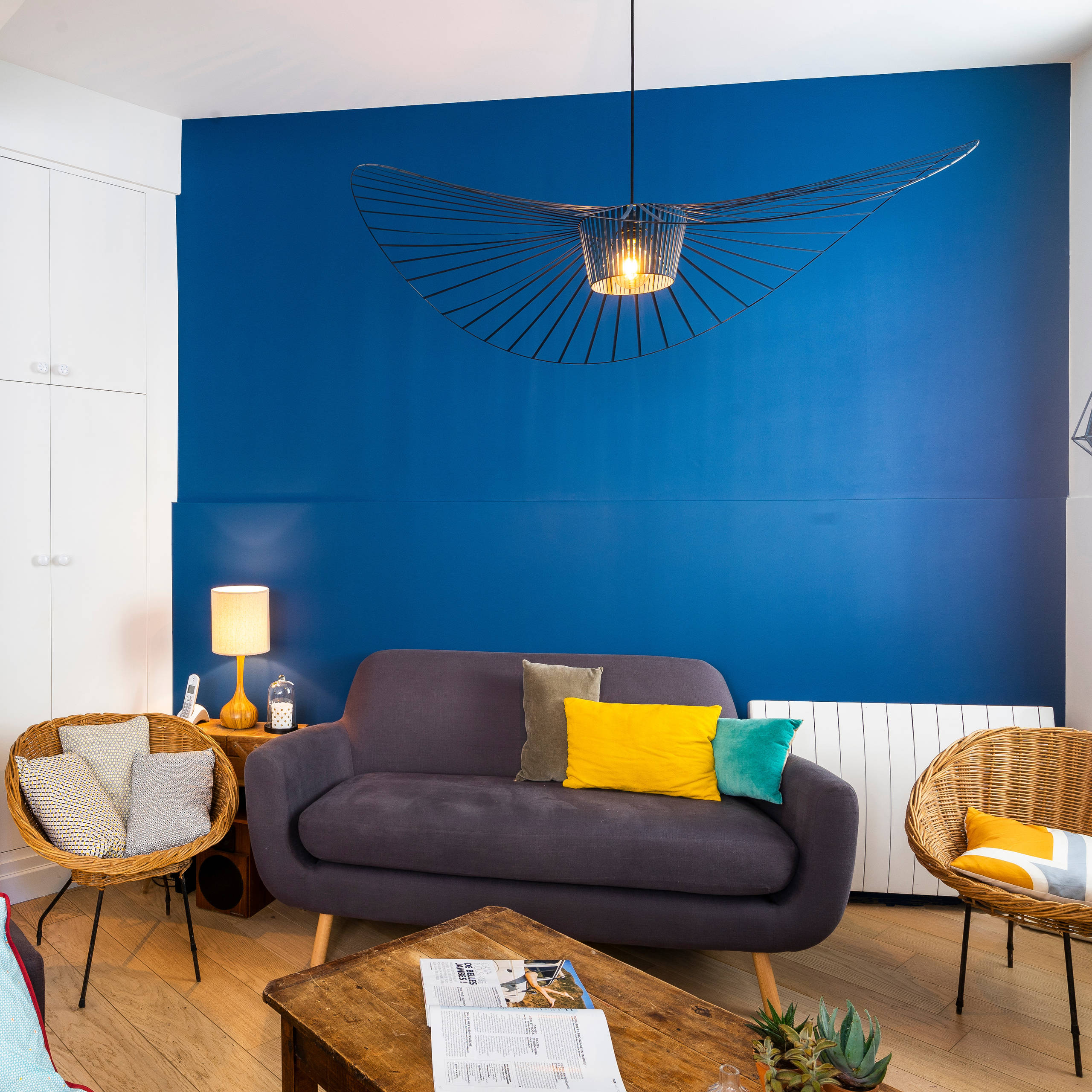 75 photos et idées déco de salons avec un mur bleu - Août 2023 | Houzz FR