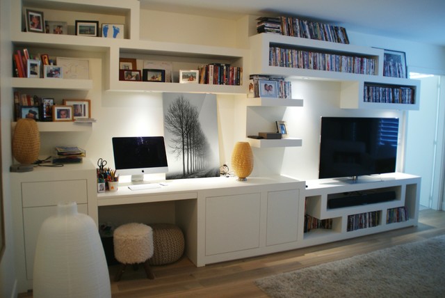 Rénovation du salon TV et création d'une bibilothèque murale - meuble TV -  Modern - Living Room - Other - by Design d'Azur | Houzz