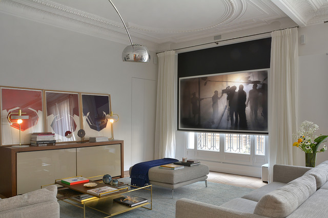 Salon, écran de projection Home cinéma - Contemporary - Living Room - Paris  - by Jean-Christophe Peyrieux | Houzz