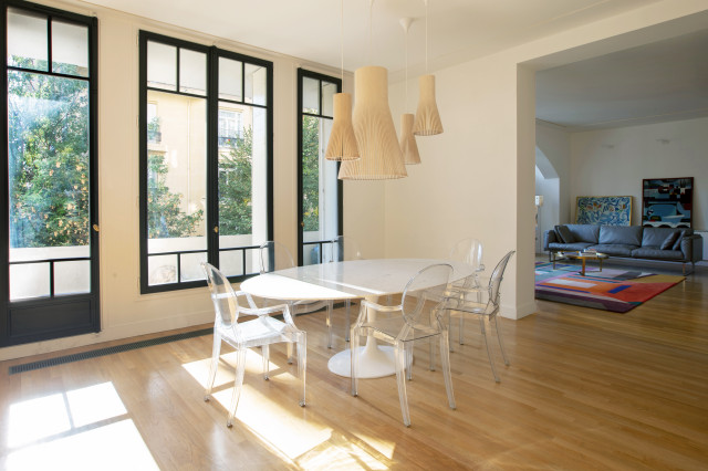 Séjour et salon en enfilade - Contemporain - Salle à Manger - Paris