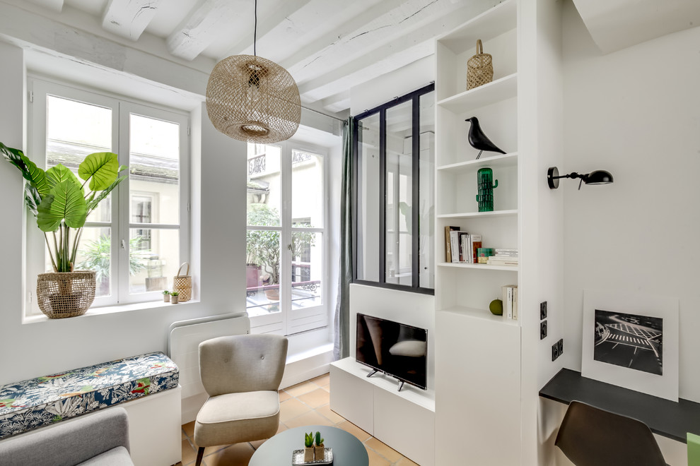 Inspiration for a scandinavian living room remodel in Paris