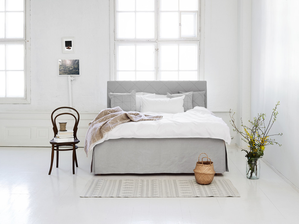 Diseño de dormitorio gris y blanco contemporáneo