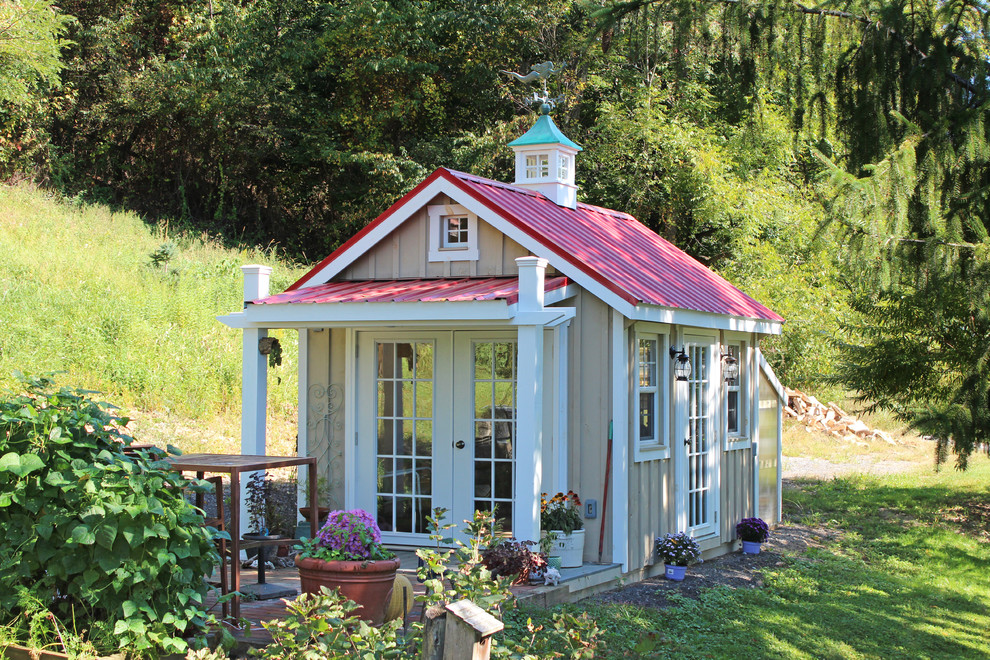 10 X12 Board Batten Garden Shed With Porch And Greenhouse Shed Other By Lapp Structures Houzz