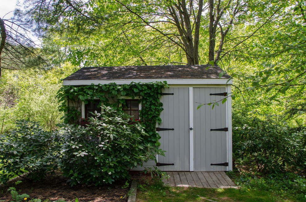 Inspiration for a traditional detached garden shed in Portland Maine.
