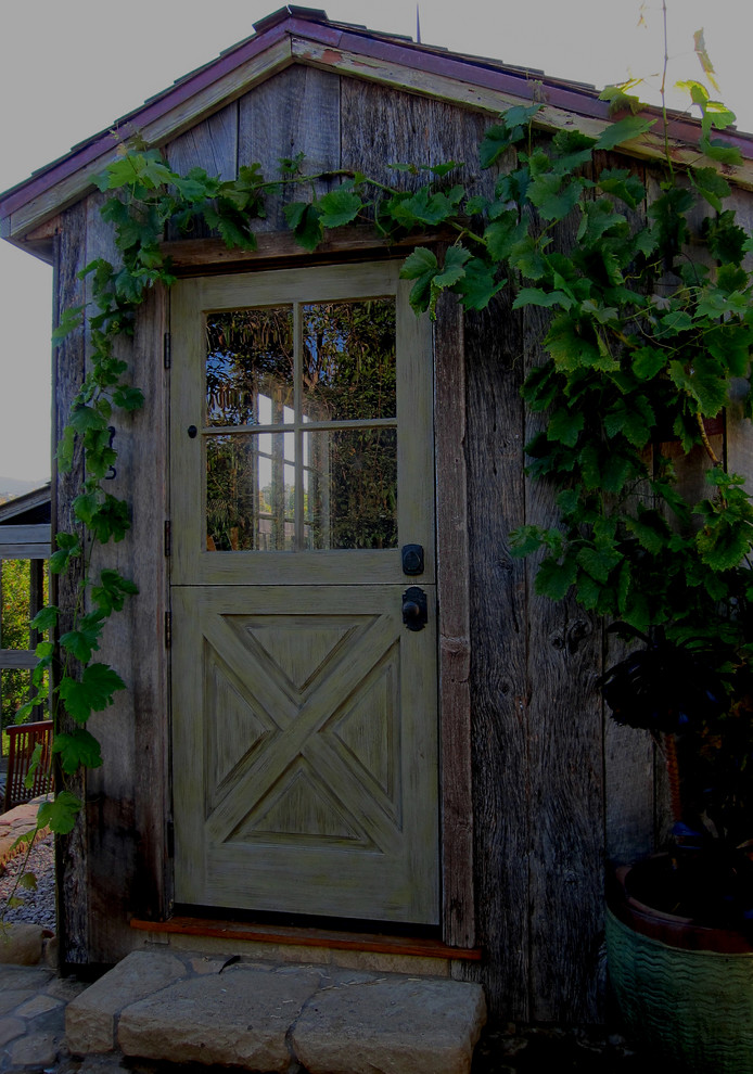 This is an example of a small country detached garden shed in Santa Barbara.