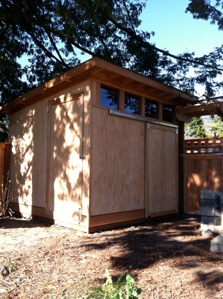 Inspiration for a modern shed remodel in Seattle