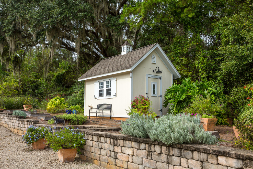 Medium sized country detached garden shed and building.