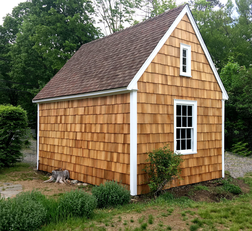 Inspiration for a small timeless detached garden shed remodel in Boston
