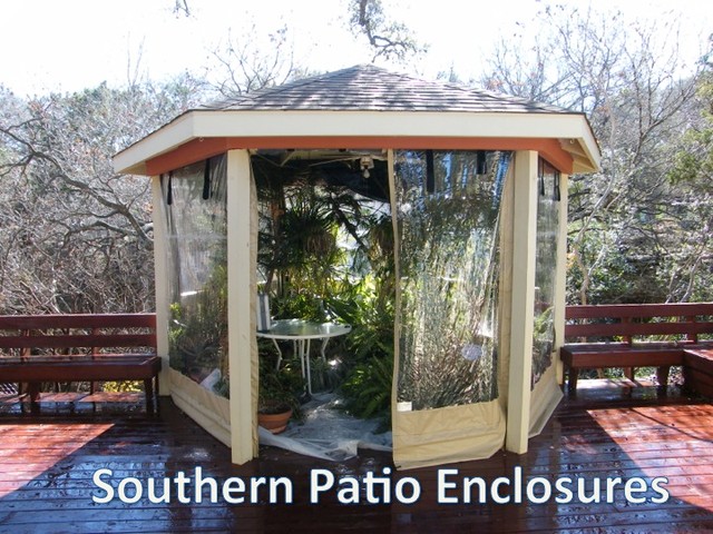 Clear Vinyl Patio Enclosure Weather Curtains Carpenter Austin Tx Gazebo Traditional Garden Shed And Building By Southern Enclosures Houzz Uk Clear Vinyl Patio Enclosure Weather, Vinyl Patio Enclosures Uk
