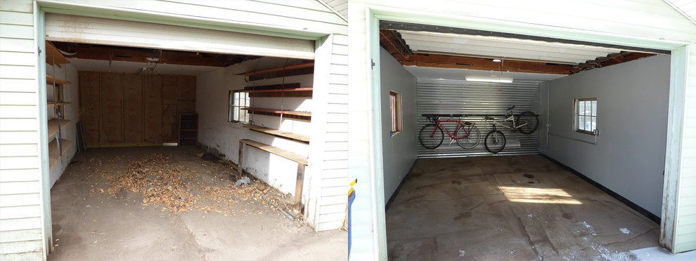 Foto på en funkis garage och förråd