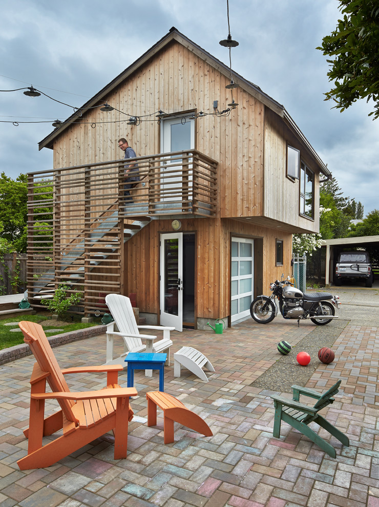 Inspiration for a small transitional detached guesthouse remodel in Seattle