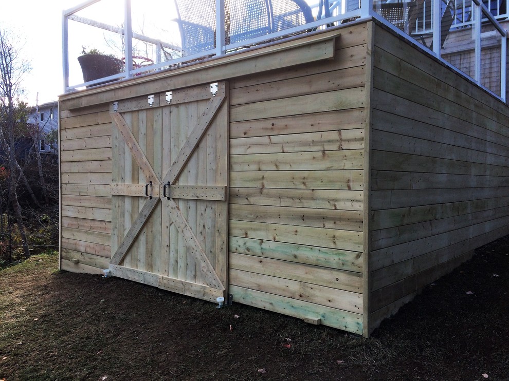 Deck Enclosure With Sliding Barn Door, Build Sliding Barn Door For Shed
