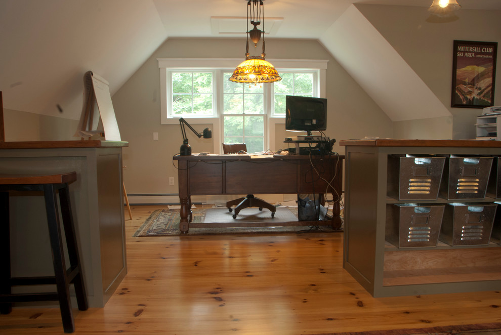 Large farmhouse home office photo in Manchester