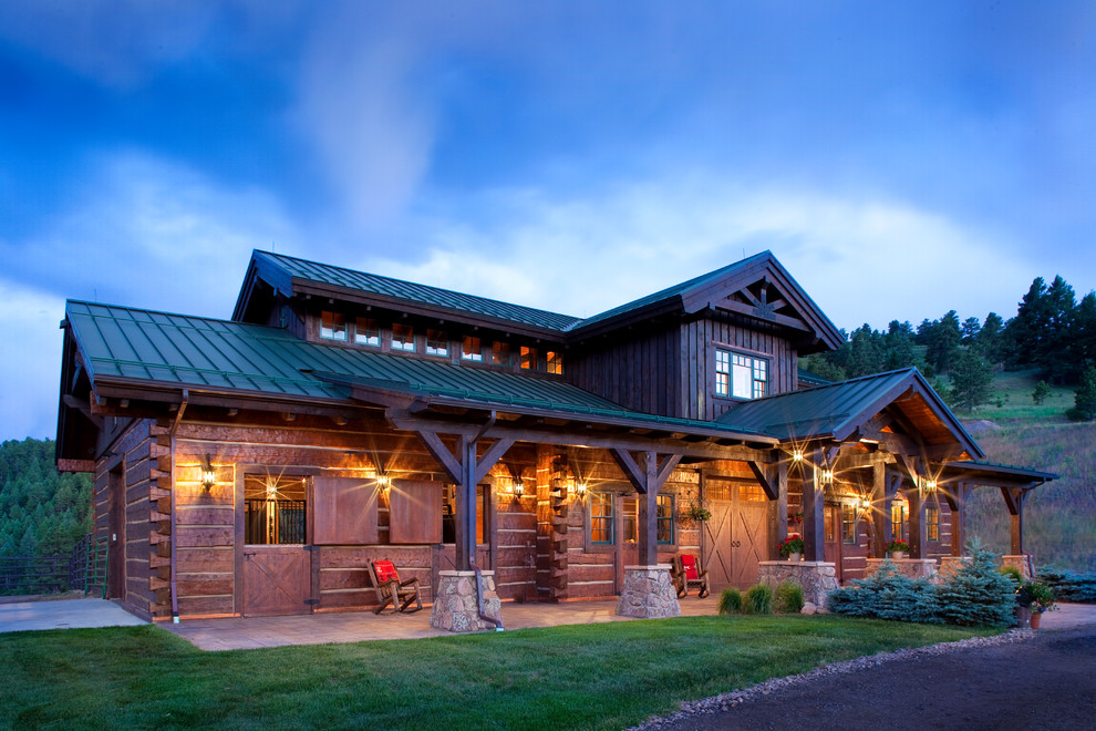 Inspiration for a large rustic detached barn in Denver.