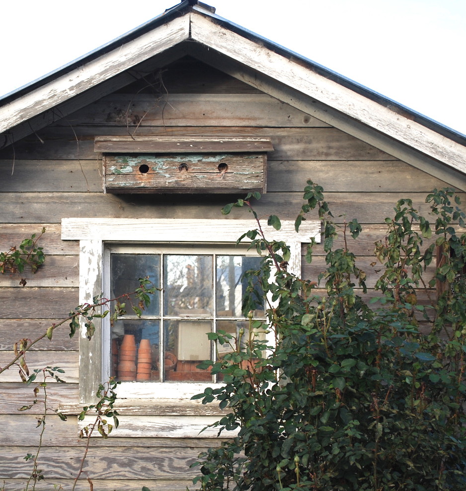 Medium sized rustic detached garden shed in Seattle.