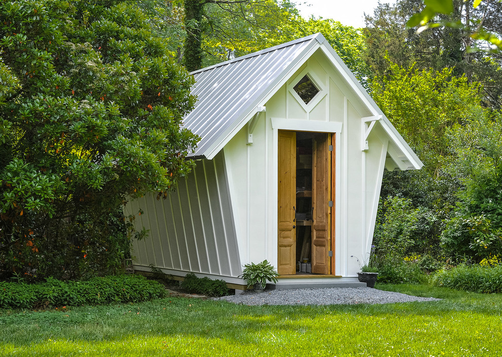 This is an example of a medium sized traditional detached garden shed in Richmond.
