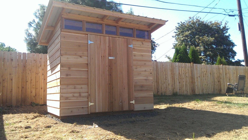 Inspiration for a mid-sized modern detached garden shed remodel in Portland