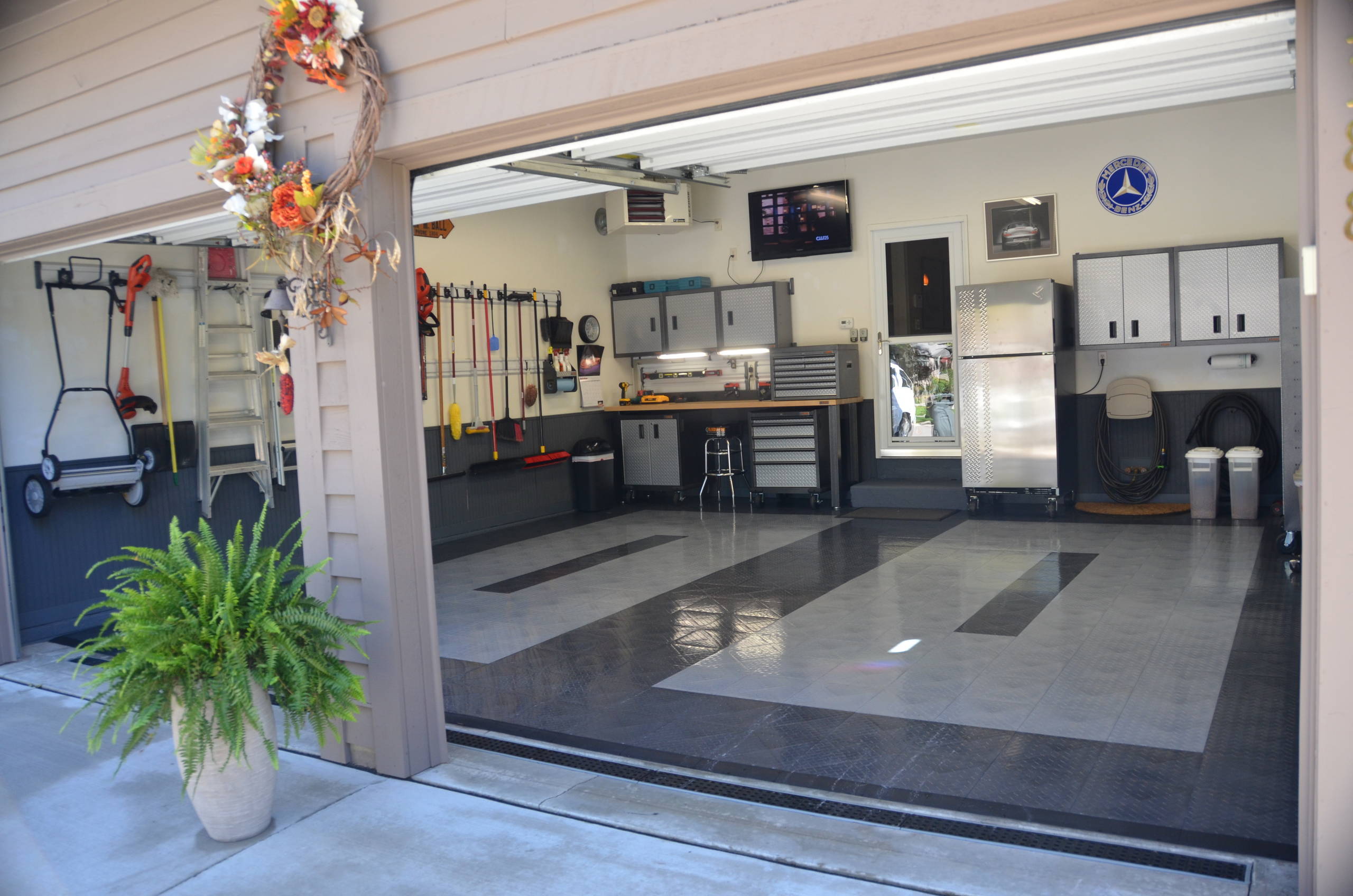 Great looking garage with RaceDeck garage flooring by race deck -  Traditional - Shed - Salt Lake City - by RaceDeck | Houzz