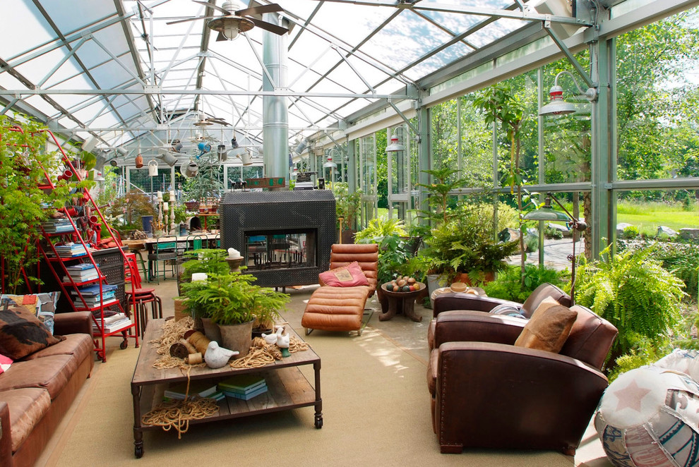 Idéer för en industriell garage och förråd, med växthus