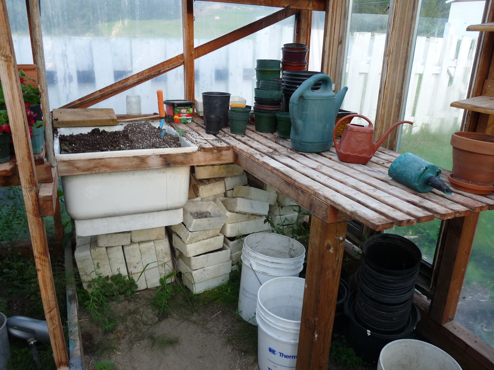 Greenhouse Potting Bench Farmhouse Shed Chicago Houzz