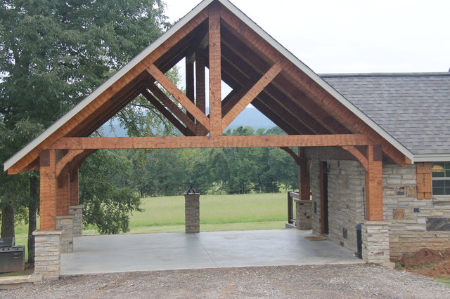 Hand hewn timber frame carport - Rustikal - Gartenhaus - Nashville - von  Appalachian Log and Timber Homes | Houzz
