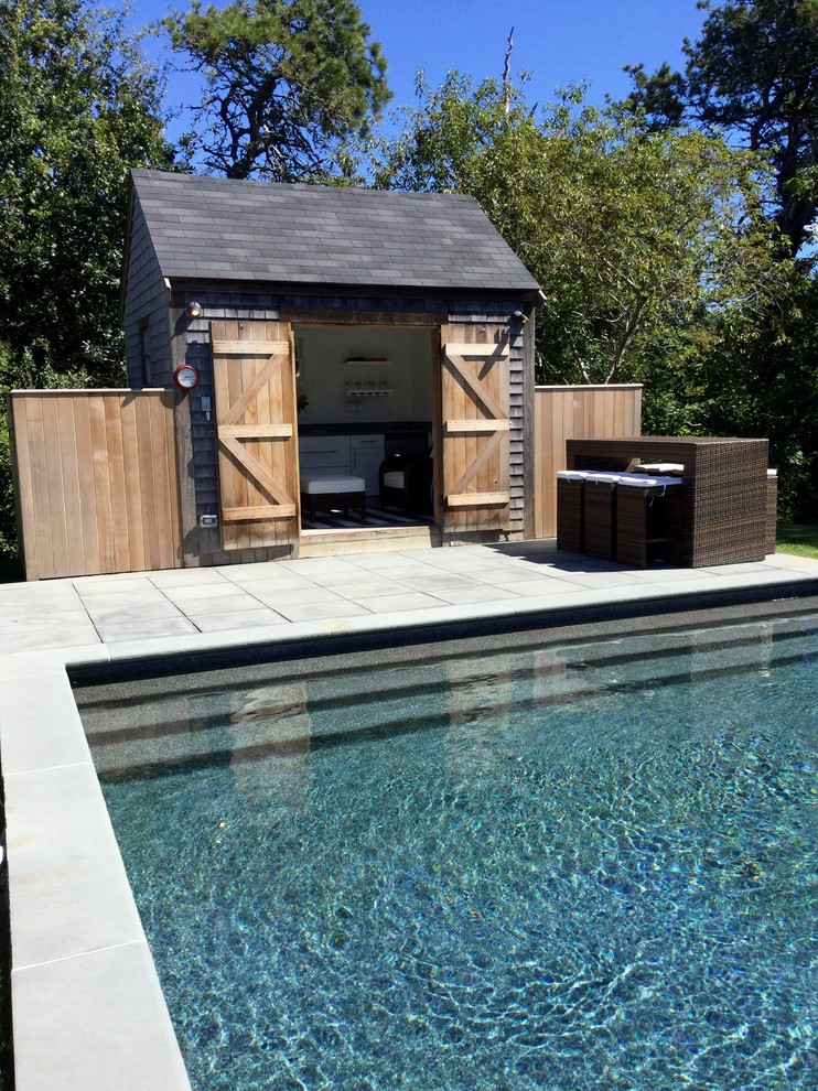 This is an example of a beach style garden shed and building in Boston.