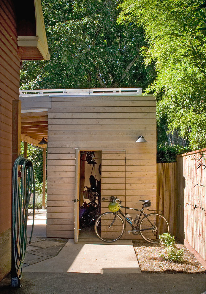 Garden shed - small contemporary detached garden shed idea in Portland