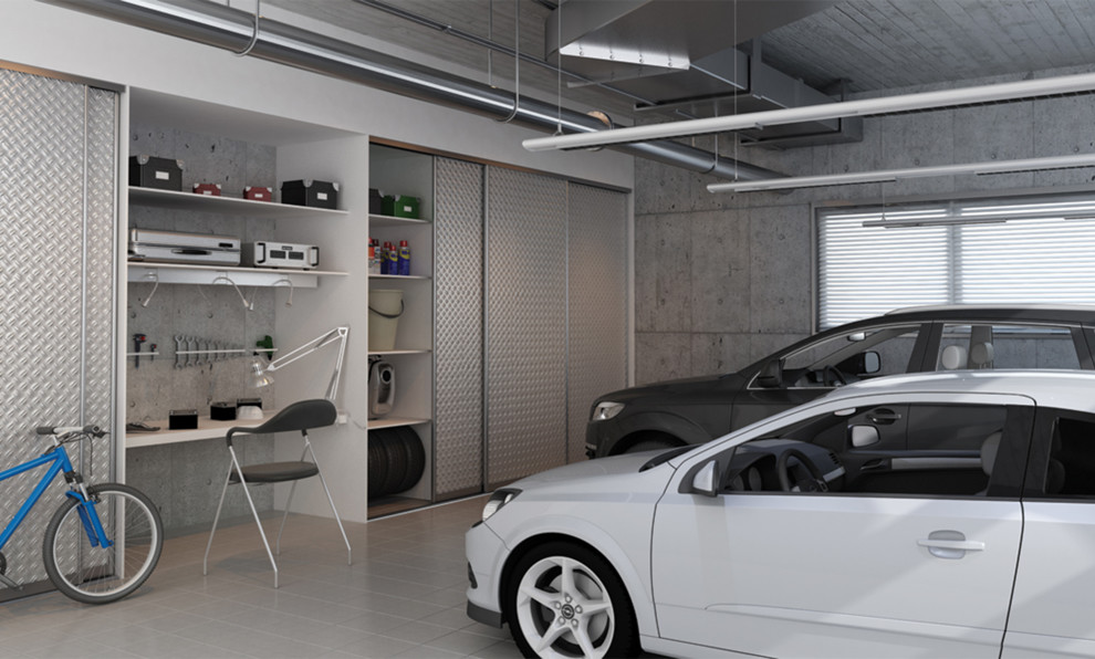 Пример оригинального дизайна: гараж в современном стиле