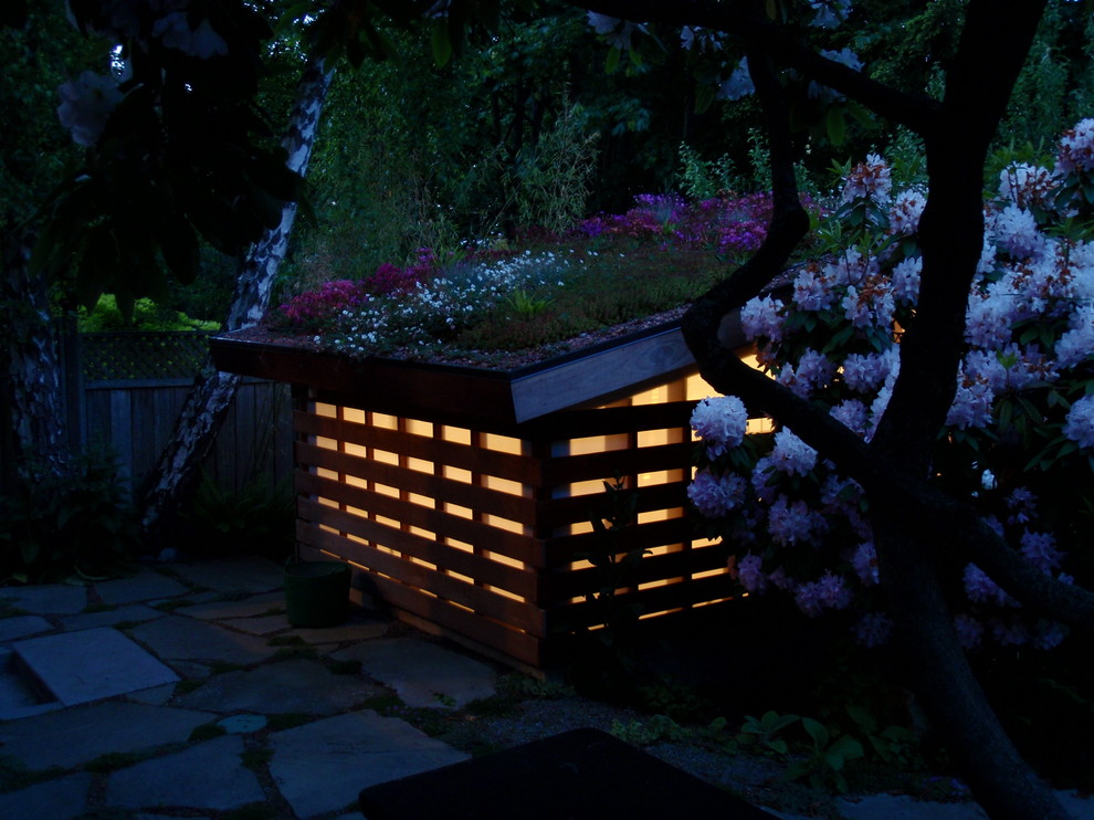 Cette image montre un abri de jardin minimaliste.