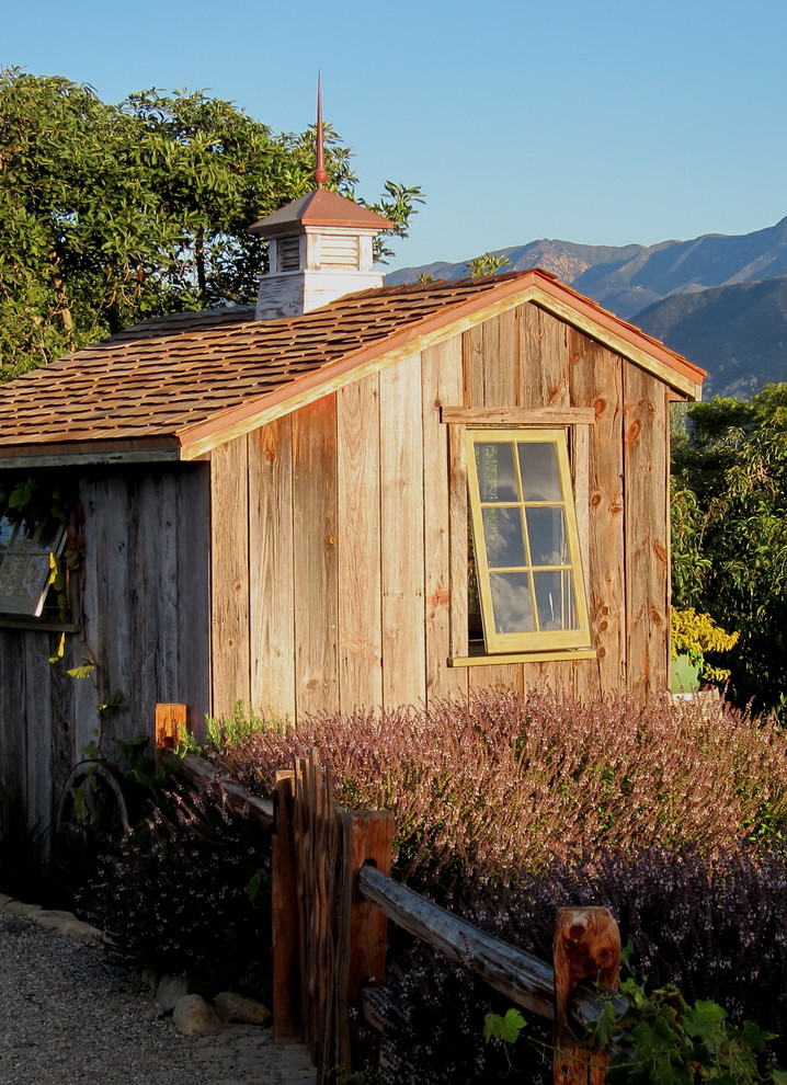 Inspiration for a small farmhouse detached garden shed in Santa Barbara.