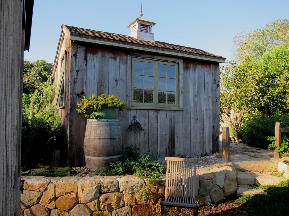 Small farmhouse detached garden shed in Santa Barbara.