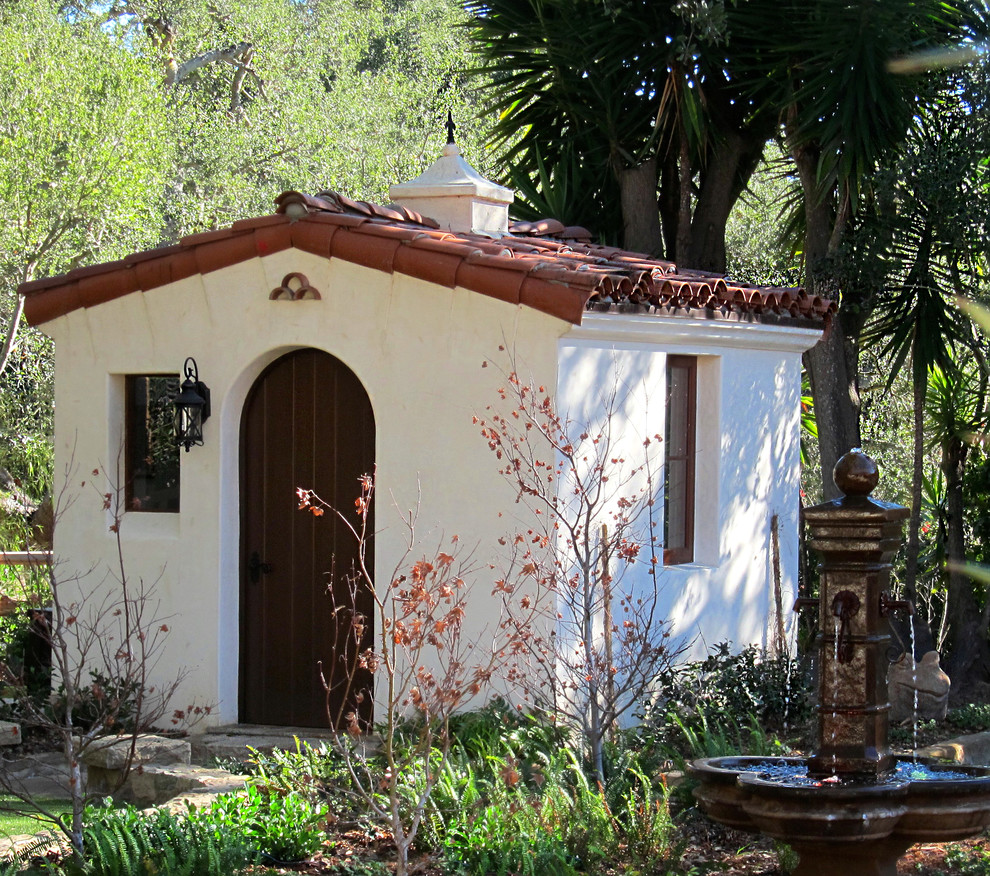 Design ideas for a small mediterranean detached garden shed and building in Santa Barbara.