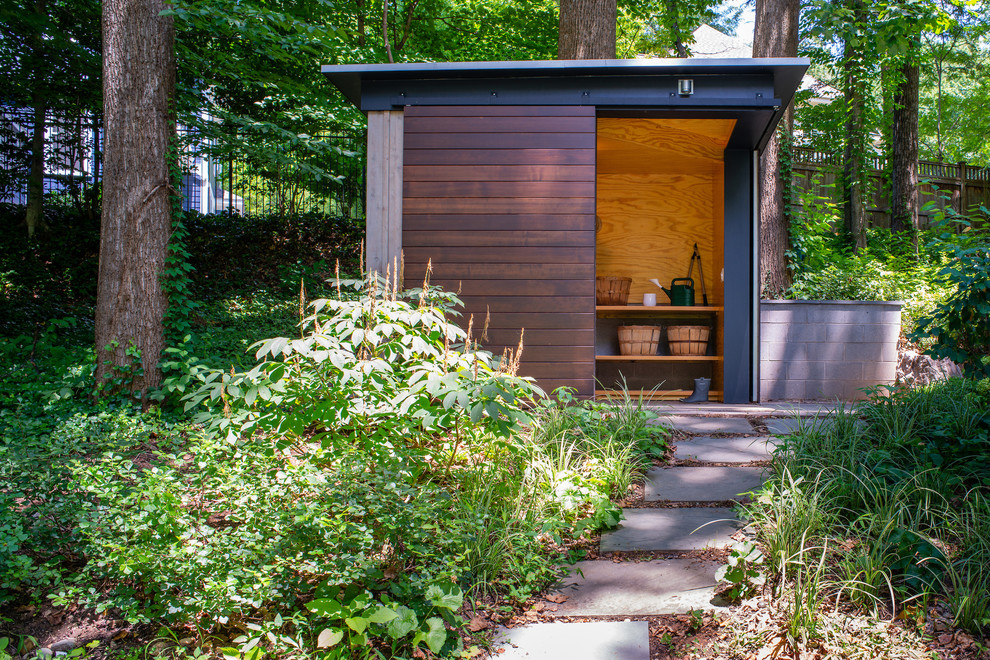 Idée de décoration pour un abri de jardin minimaliste.