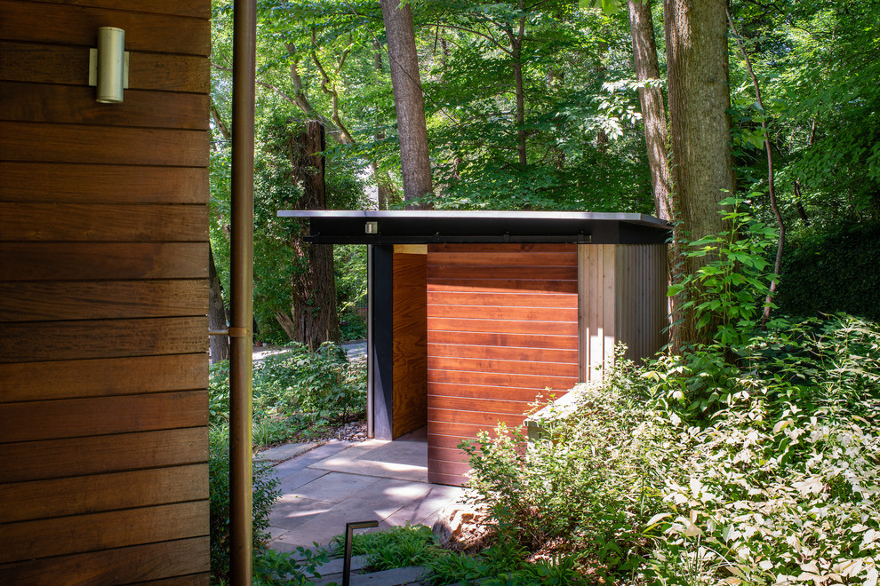 Cette image montre un abri de jardin minimaliste.