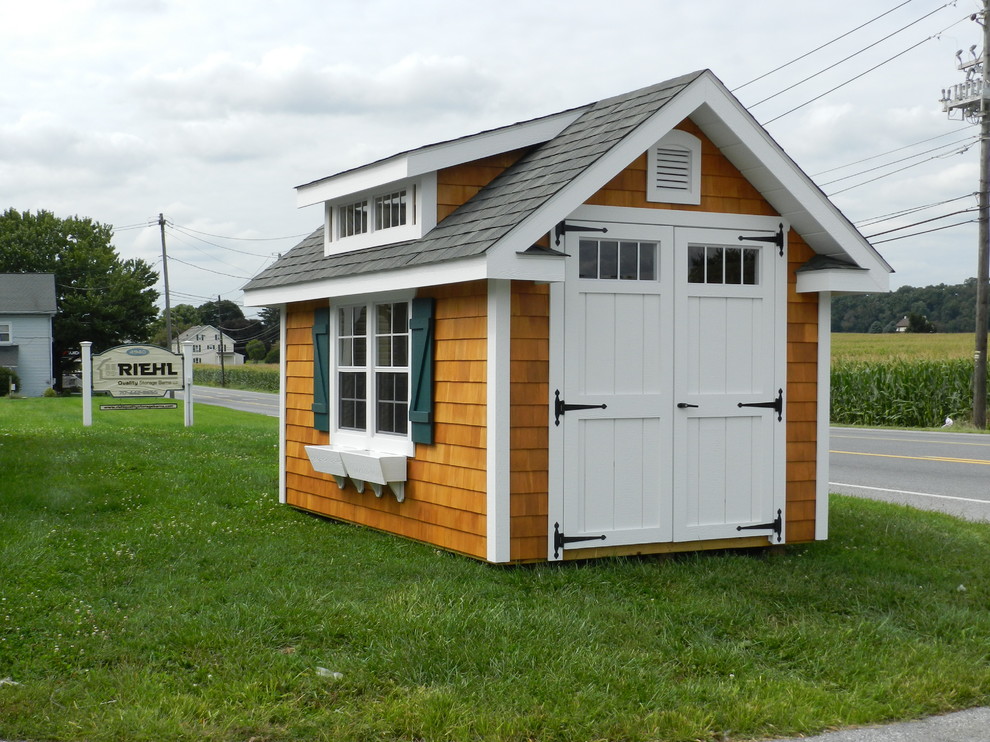 This is an example of a small classic detached garden shed in Philadelphia.