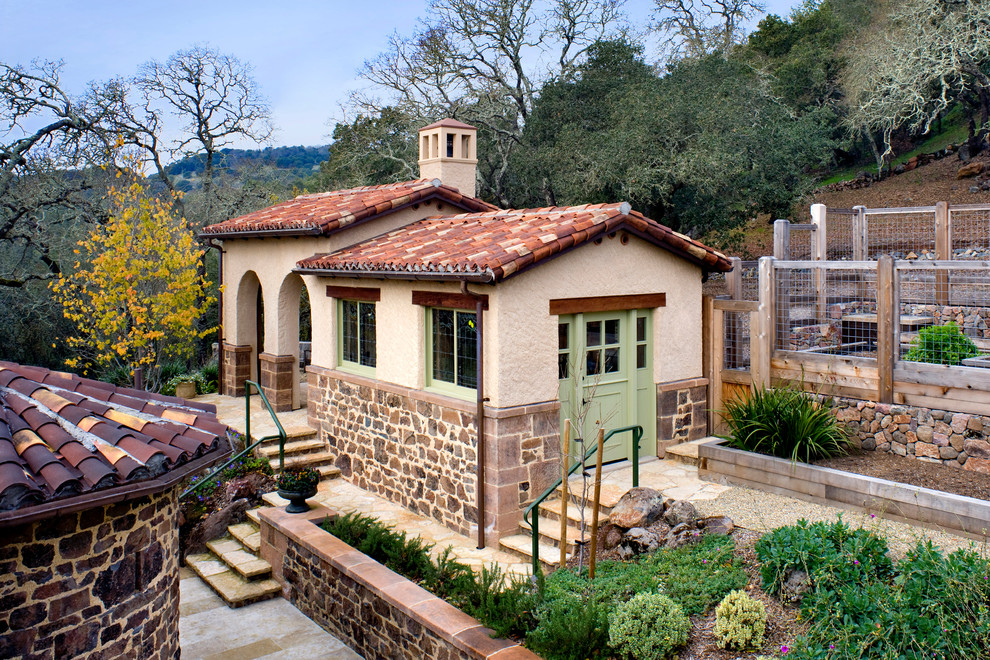 This is an example of a mediterranean garden shed and building in San Francisco.