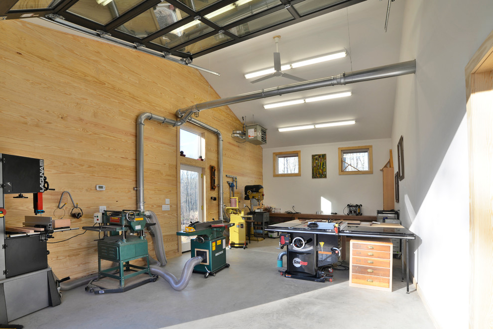Large country detached studio / workshop shed photo in New York